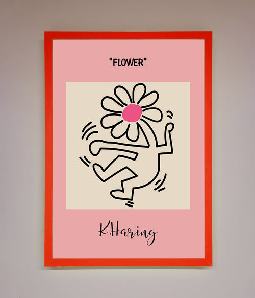 Keith Haring Flower Pink Framed Poster