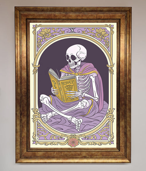 Tarot Skeleton Reader Framed Print