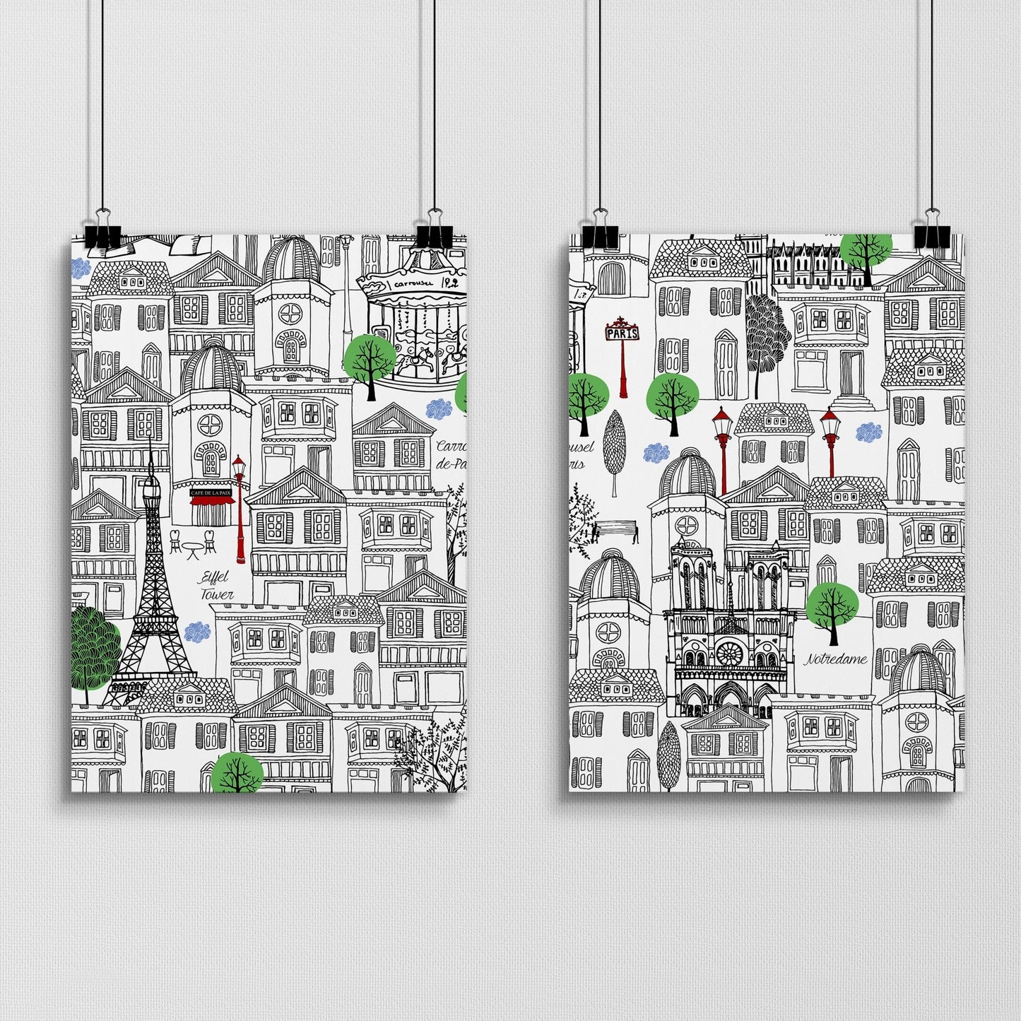 Wall art Paris | Set of 2 travel posters