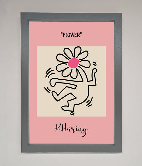 Keith Haring Flower Pink Framed Poster