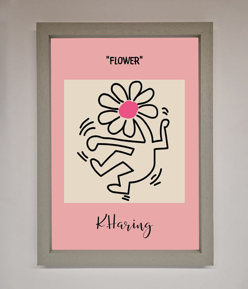 Keith Haring Flower Pink Framed Poster