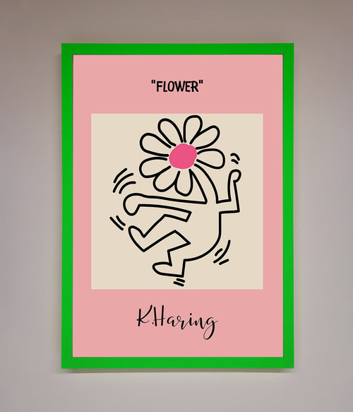 Keith Haring Flower Pink Framed Poster