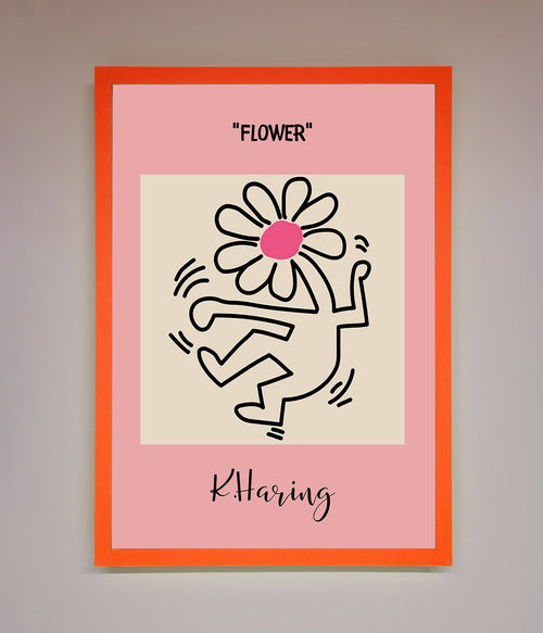 Keith Haring Flower Pink Framed Poster