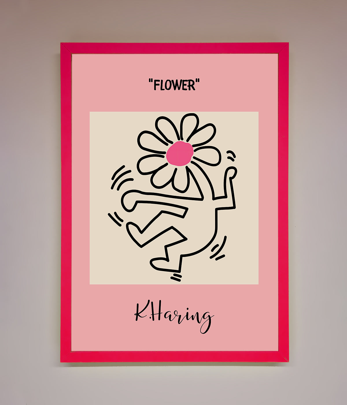 Keith Haring Flower Pink Framed Poster