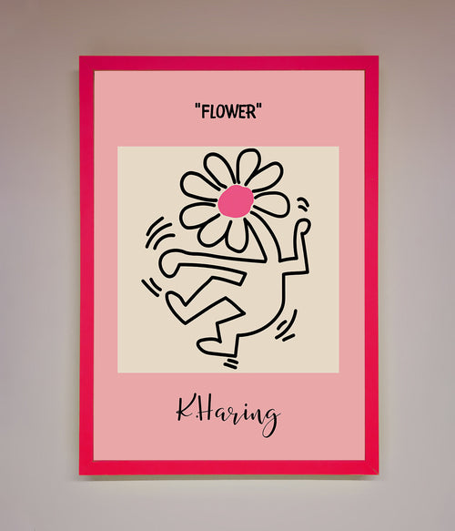 Keith Haring Flower Pink Framed Poster