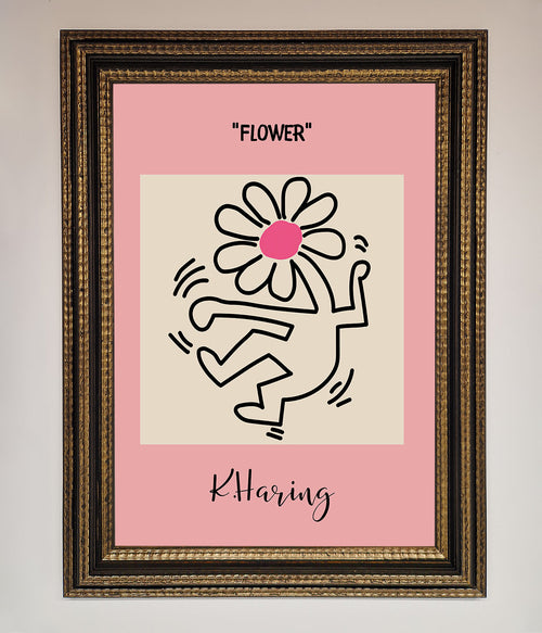 Keith Haring Flower Pink Framed Poster