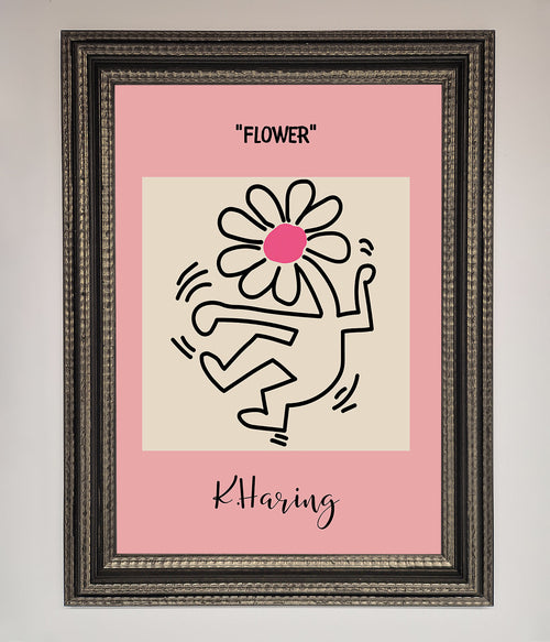 Keith Haring Flower Pink Framed Poster