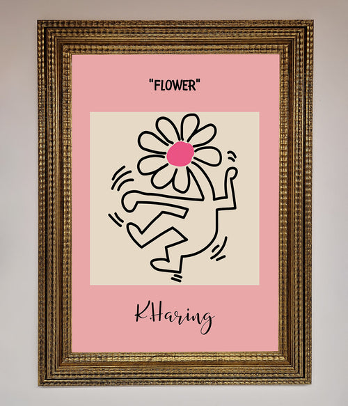 Keith Haring Flower Pink Framed Poster