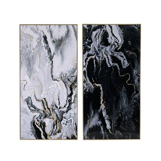 Marbled Print Wall Art Set Of 2 Long