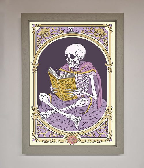 Tarot Skeleton Reader Framed Print