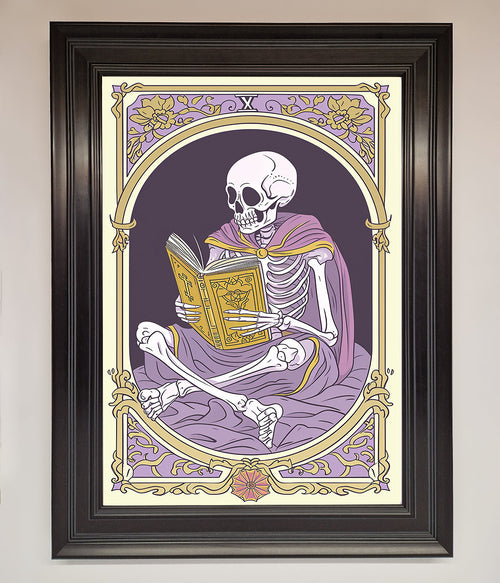Tarot Skeleton Reader Framed Print