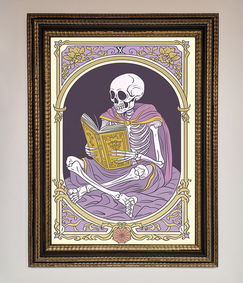 Tarot Skeleton Reader Framed Print