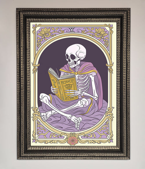 Tarot Skeleton Reader Framed Print