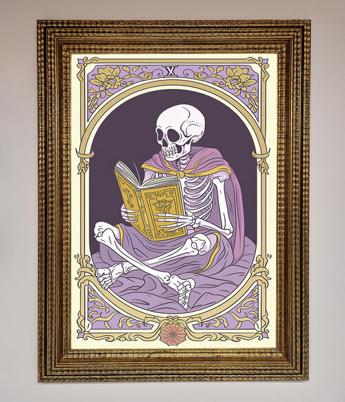 Tarot Skeleton Reader Framed Print