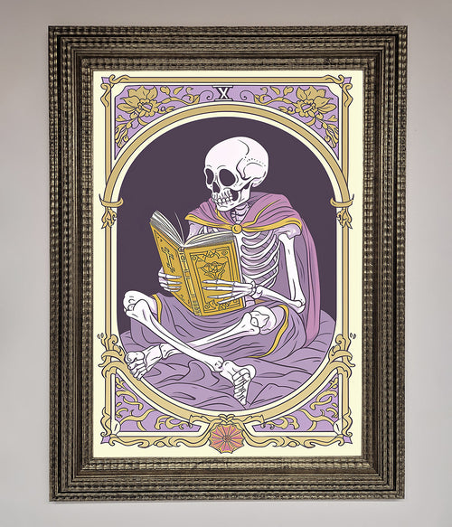 Tarot Skeleton Reader Framed Print