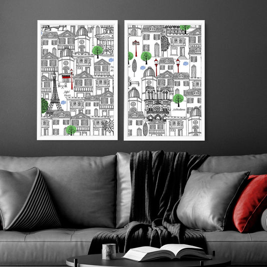 Wall art Paris | Set of 2 travel posters